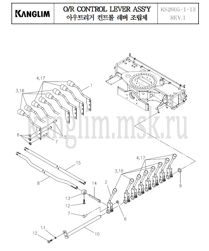 Kanglim KS 2605 рычаги управления Kanglim KS 2605 рычаги управления